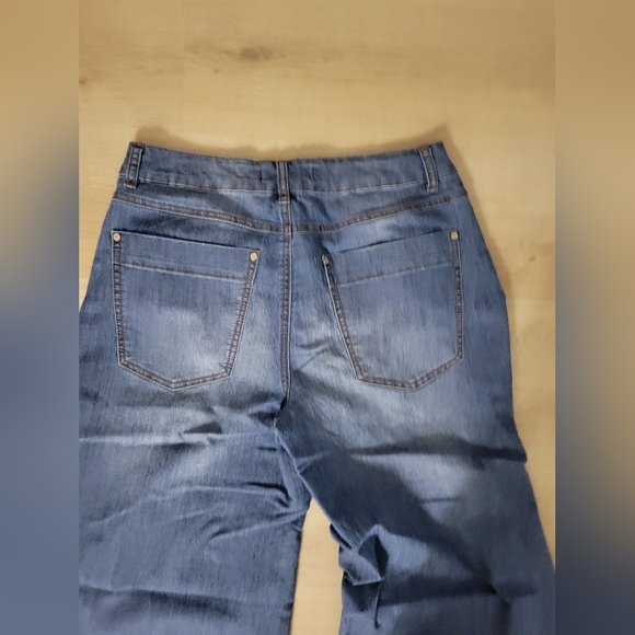 Cato Blue Flare Wide-Leg Jeans with Frayed Hem Size 14 - Picture 5 of 9